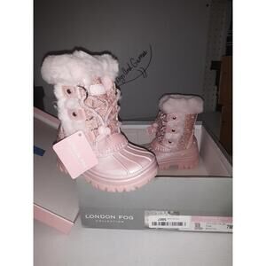 London Fog Girls ICELYN JR Boot Size 7M Pink sparkles Rain Snow Boot shelf181